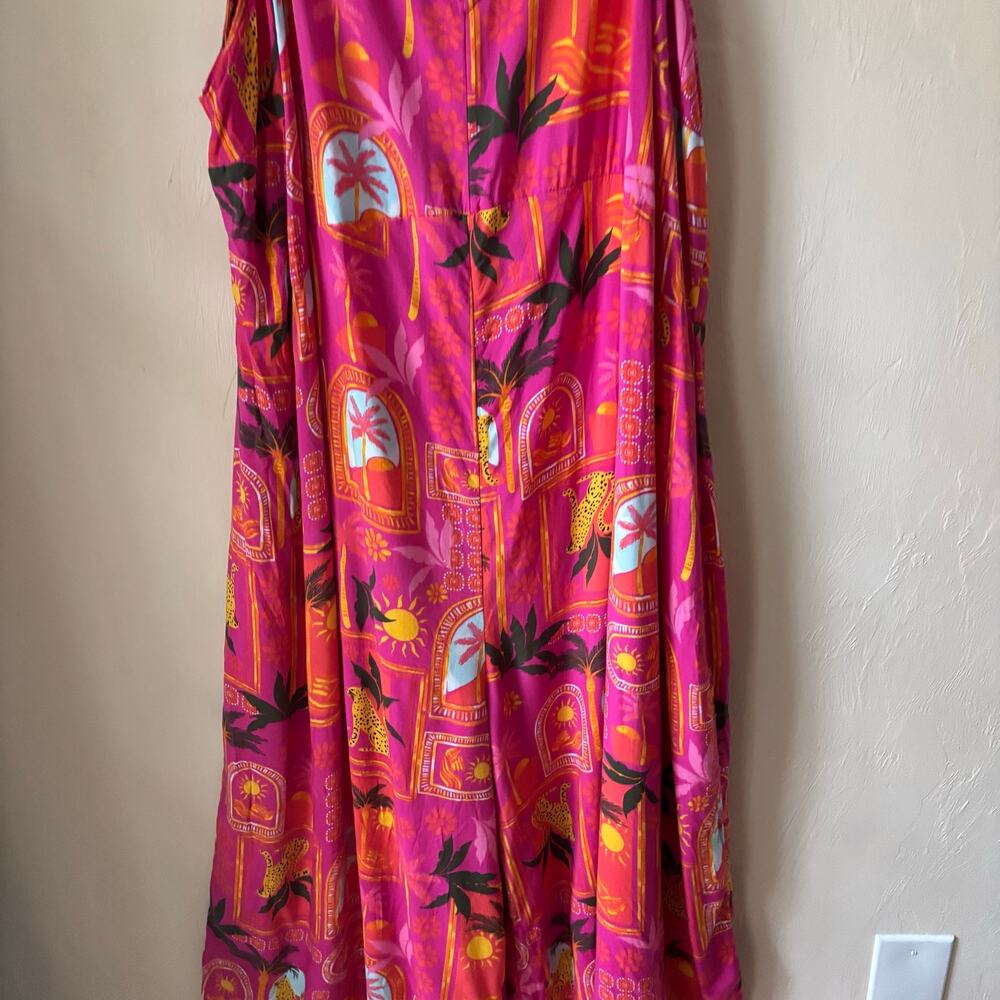 Old Navy Sleeveless Wide-Leg Jumpsuit Pink Tropical Beachy Size 3X - Picture 5 of 13